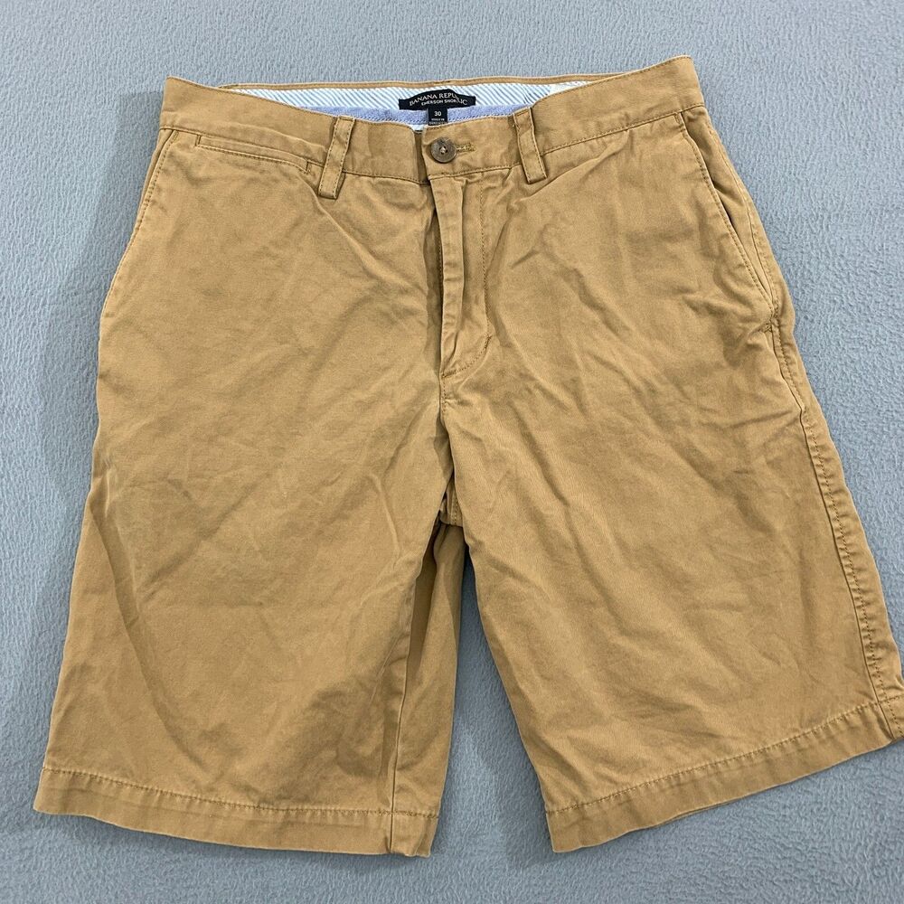 Banana Republic Emerson Shorts Mens Size 30 Brown Flat Front Chino 10.5"